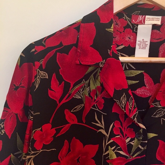 Vintage Boxy Fit 90s Floral Button Up Short sleeve - Picture 4 of 8